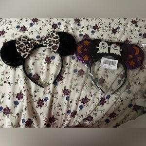 2 Playful Headbands with Mouse Ears – Leopard & Halloween